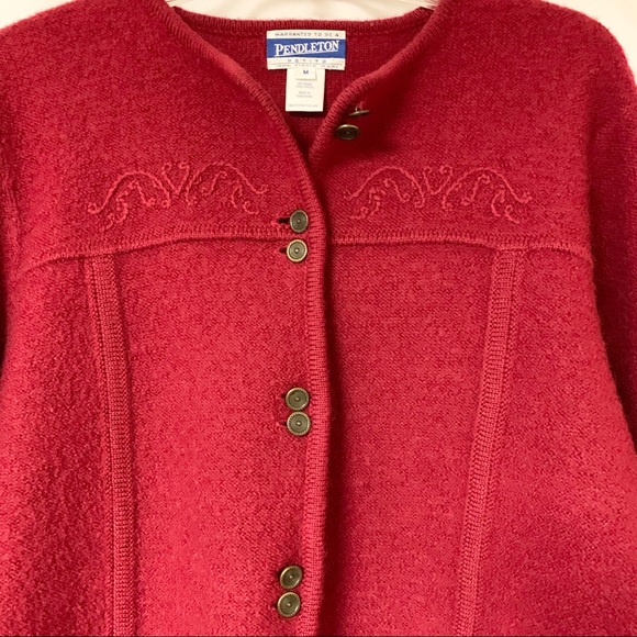 Pendleton Vintage Cardigan Red Button Up - Picture 4 of 7